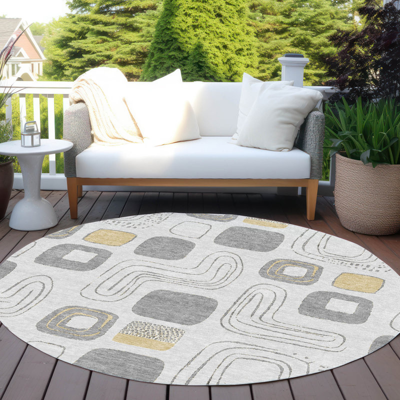 Tapis intérieur / extérieur gris Aelira, 8 pi x 8 pi