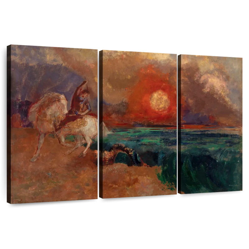 Kelan Saint George et le dragon 1909-1910, H 28 po x l 45 po