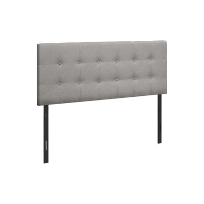 Full Size Button-Tufted Upholstered Headboard in Grey Linen-Look Fabric