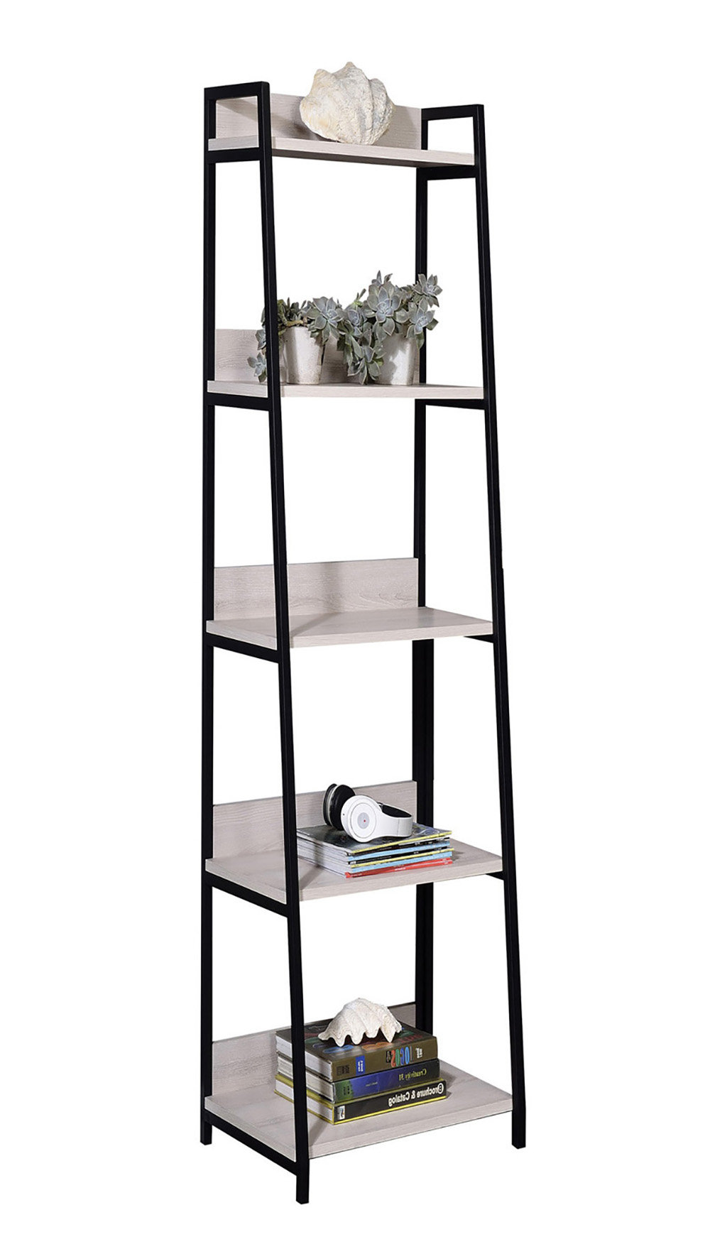 Latitude Run® Natural and Black 5-shelf Bookcase | Wayfair