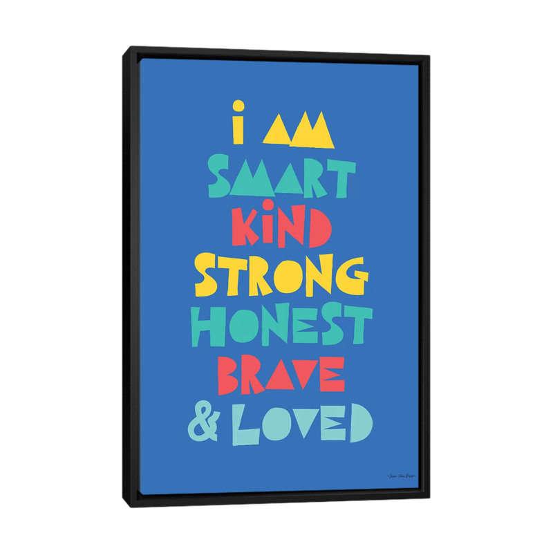 «I Am Smart…» par Seven Trees Design - impression d'art textuel, Pas de tapis, Toile avec cadre noir