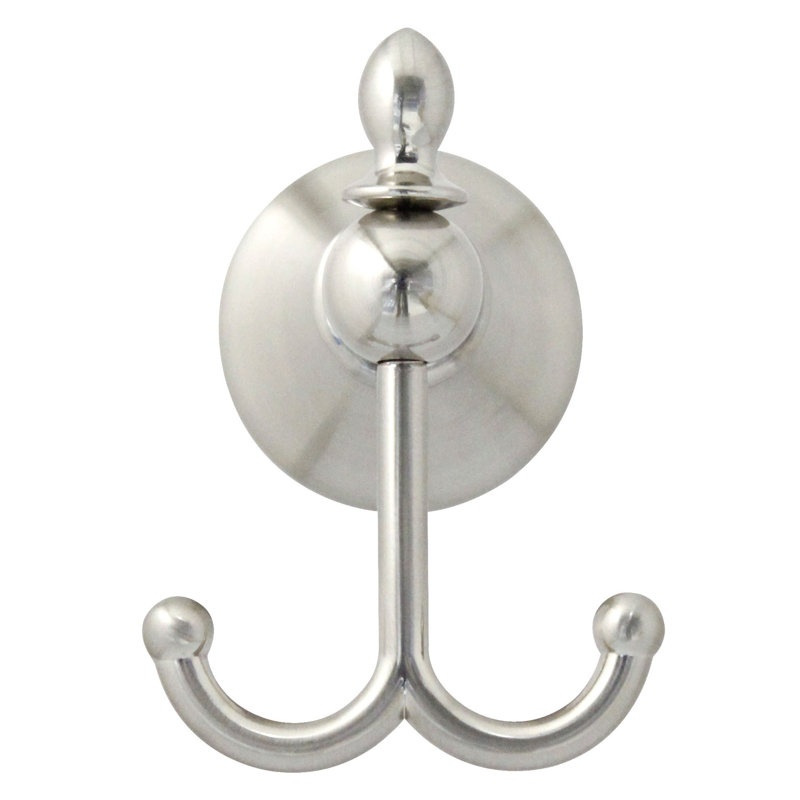 Porte-peignoir double Khorawa, Nickel satiné
