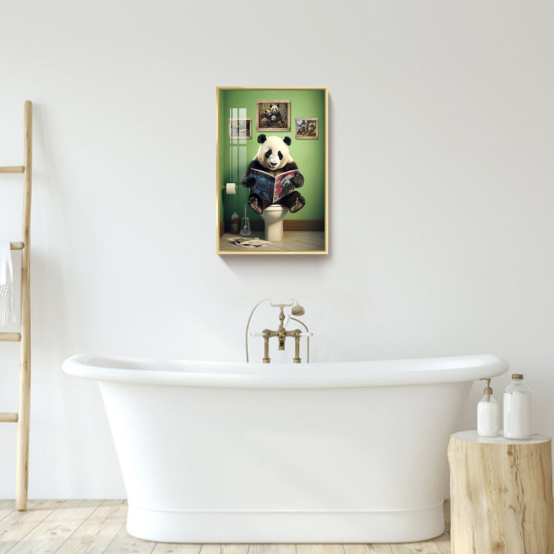" Bathroom Animal ", 23.75" H x 15.75" W x 1.34" D, Gold Framed