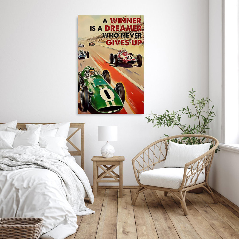 Car Racing The Winner Is A Dreamer - 1 pièce Recta Car Racing The Winner Is A Dreamer sur toile, impression