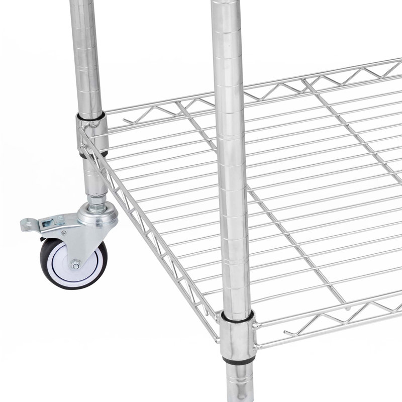 Chariot à roulettes utilitaire à 3 niveaux sur roulettes 24 po x 20 po x 36,6 po 470 lb 6 crochets