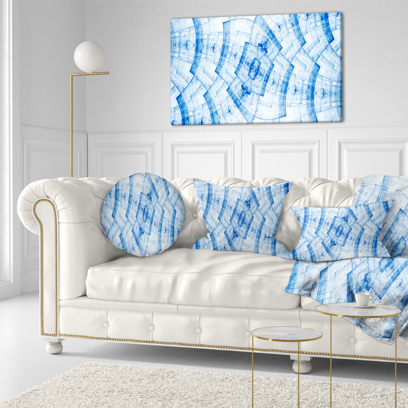 Grille bleue avec motif de fleur fractale - coussin imprimé abstrait