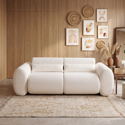 Modern Curved Upholstered Sofa with Cloud-Comfort Foam, Ergonomic Seat Design for Living Room, Apartment