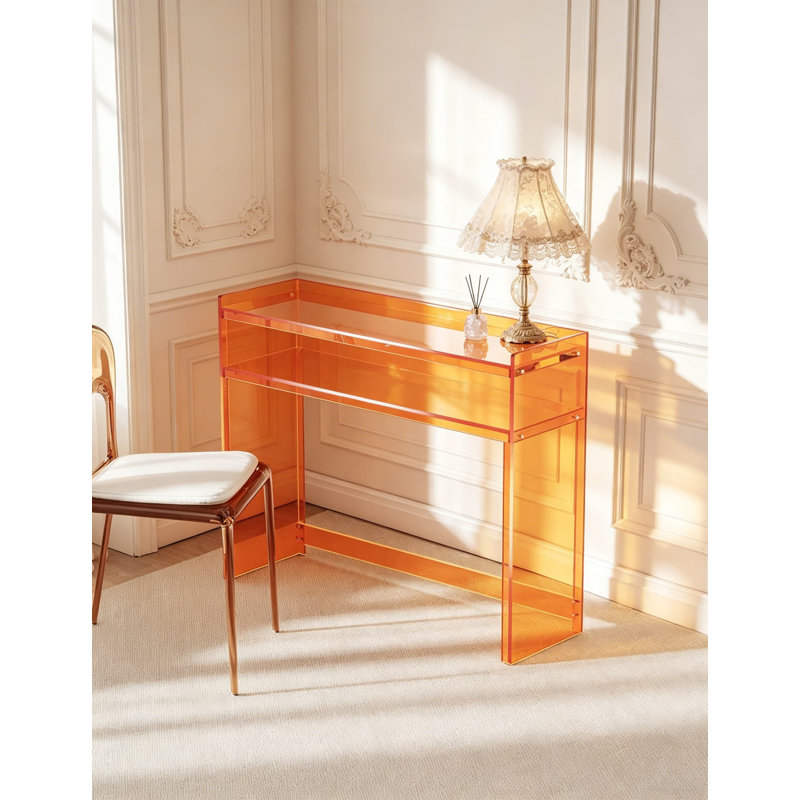 Console en acrylique avec tablettes de rangement, table d'entrée transparente pour le couloir, le salon et derrière le canapé, conception robuste et durable