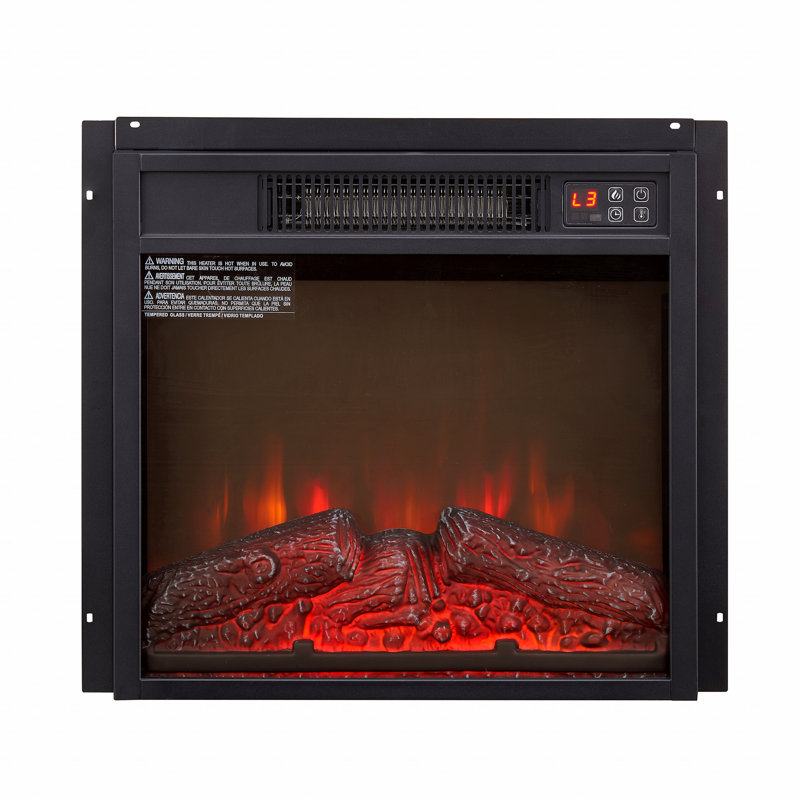 18" Electric Fireplace Insert, 1400W 120V,Equipped With Remote Control, Ultra Thin Heater With Log Set And Realistic Flame
