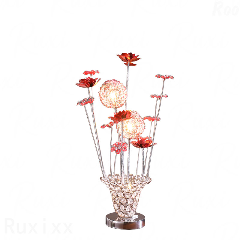 Lampe de table - Cadre en aluminium, cuivre doré et fil argenté