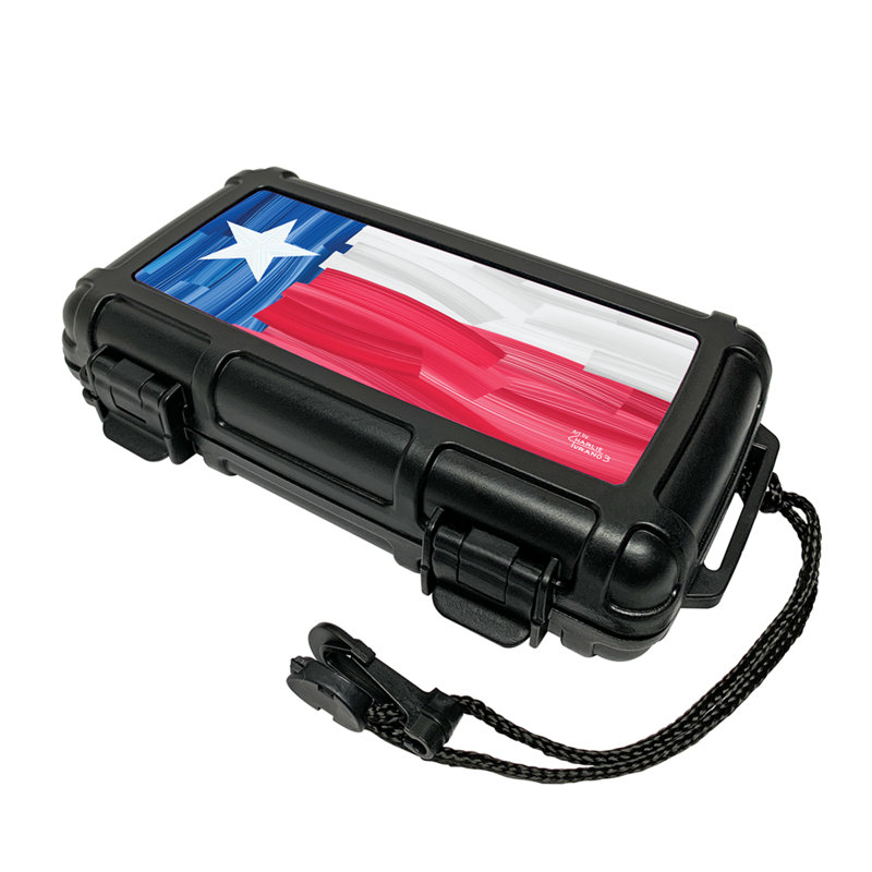 Humidificateur de voyage Rebrilliant, capacité de 5 cigares, drapeau du Texas