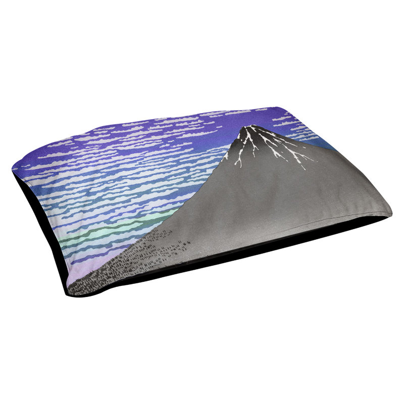 Coussin pour chien d'intérieur / extérieur Burkart, Moyen (H 14 po x l 42,5 po x P 32,5 po), Gris / Bleu foncé