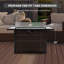 44" 50,000 BTU Propane Gas Fire Table with Lid Fireplace with Glass Wind Guard Wicker Base