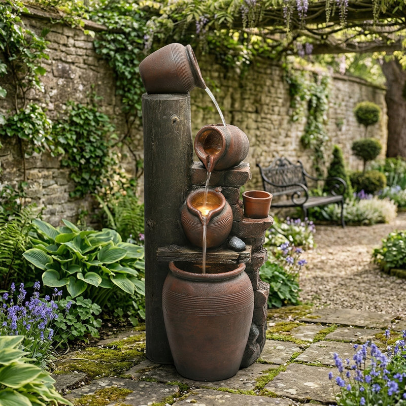 Outdoor Fountain with Lights
