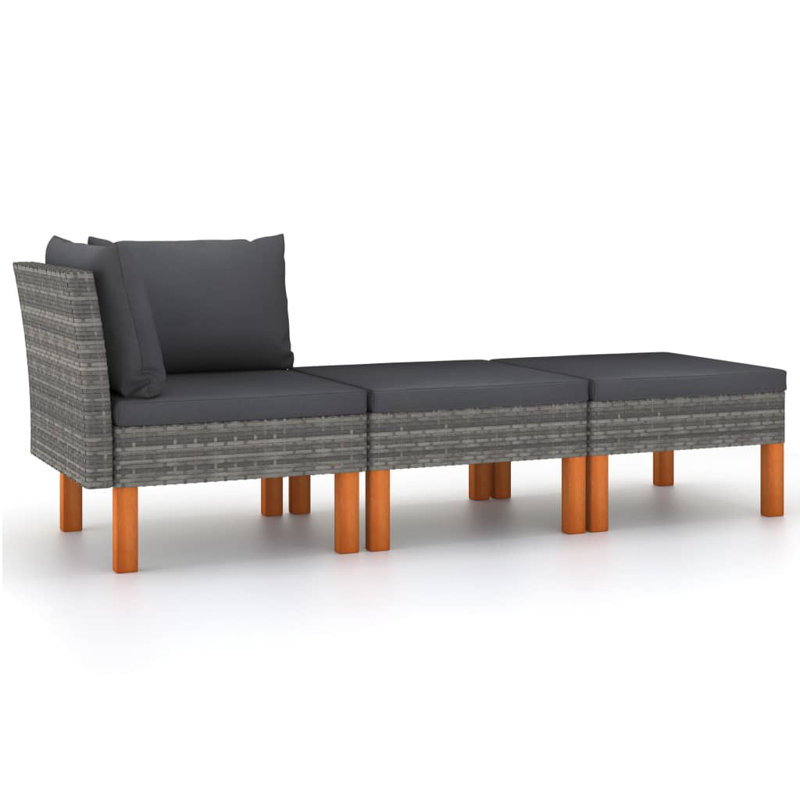 Rashieda 23.6" Wide Eucalyptus Square Patio Sectional Set with Cushions