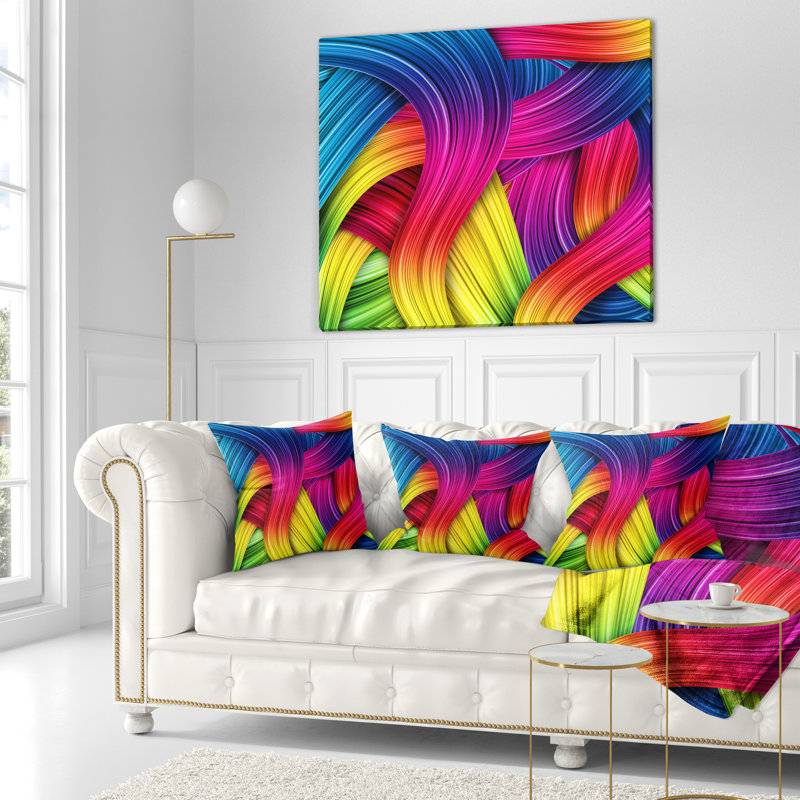 Art 3D arc-en-ciel - coussin abstrait imprimé, 12 po x 20 po, Rectangulaire