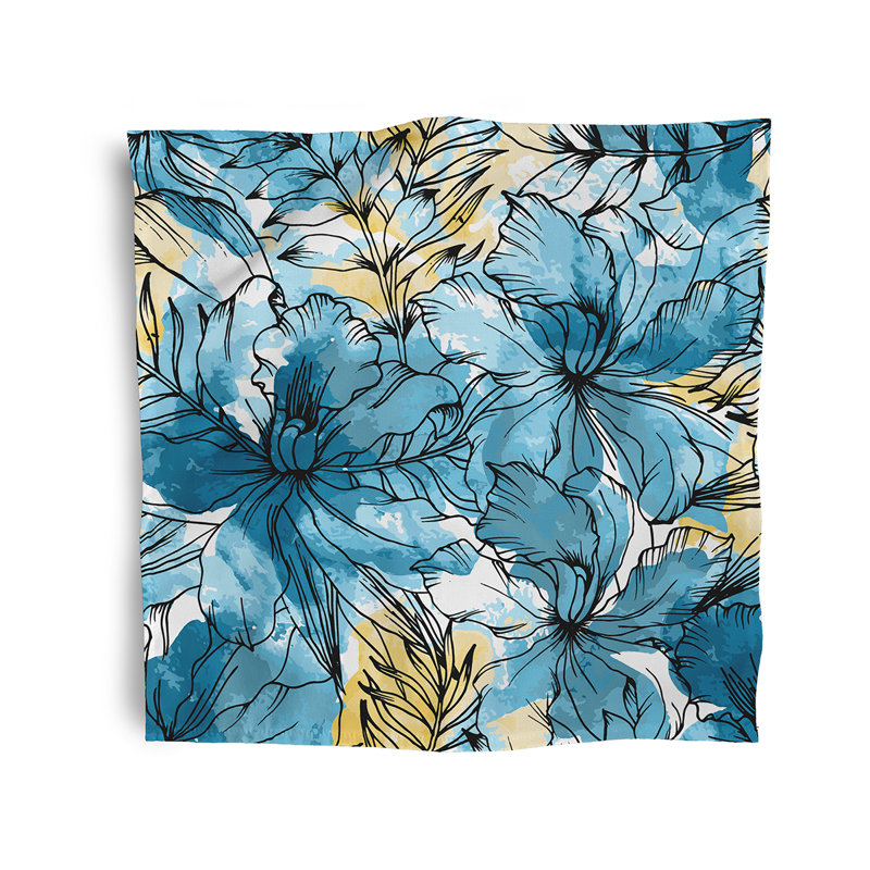 Cheisea Polyester Floral Square Napkin, Blue