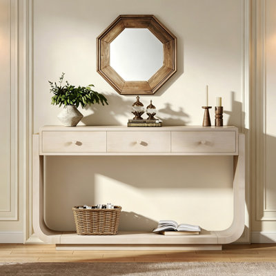 Retro 3-Drawer Console Table With Display Shelf