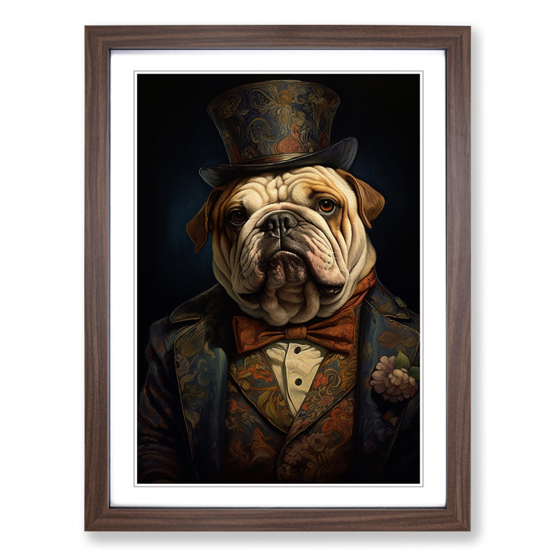 British Bulldog Romanticism - Single Picture Frame Print on Wood