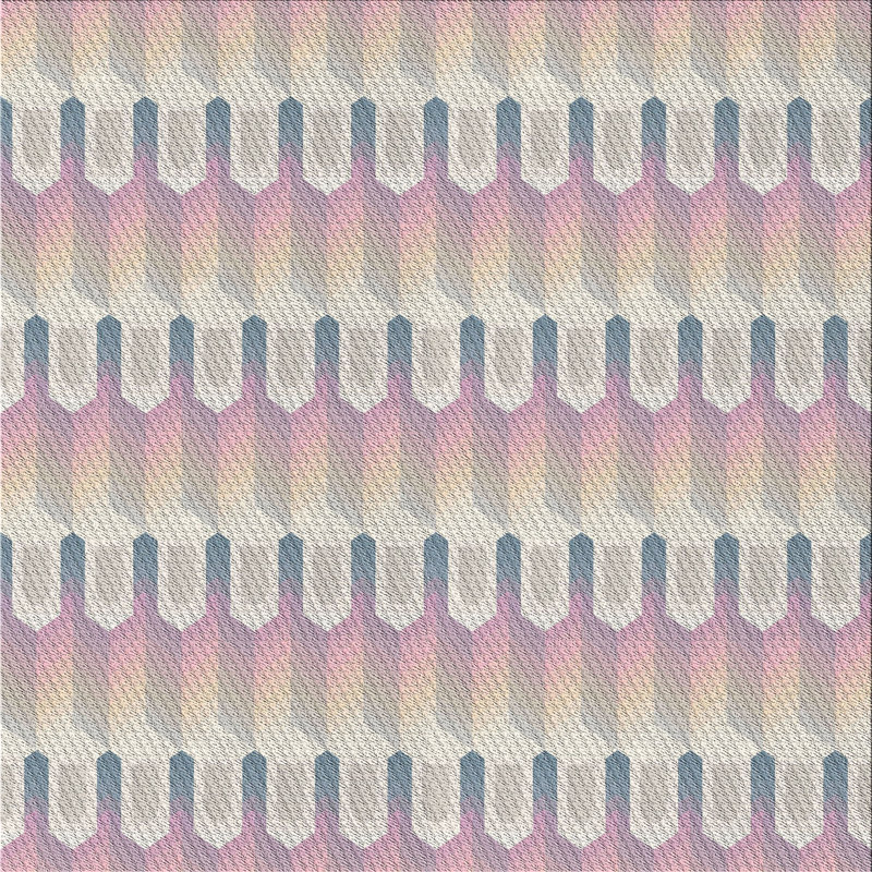 Tapis beige/rose à motifs, Carré 4 pi