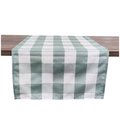Beige-White Handmade Buffalo Check 16"X36" Table Runner
