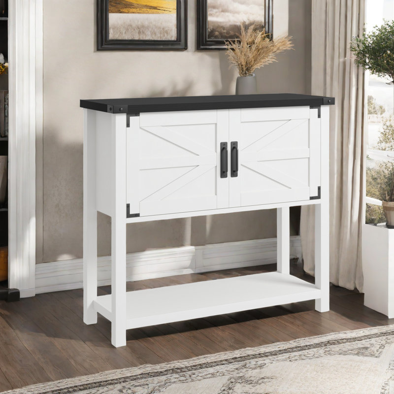 Jiaxin 31.5'' Console Table, White, Black
