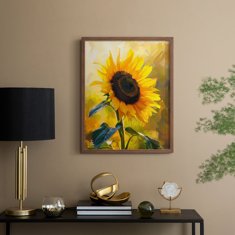 Série FLORAL - impression encadrée de qualité supérieure - prête à être accrochée - aucun clou requis, Noyer