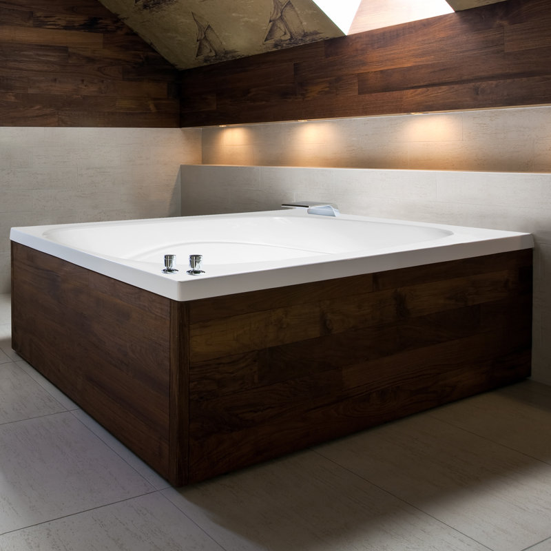 Designer Alexis 60" x 48" Combination Acrylic Bathtub, White, Polished Chrome