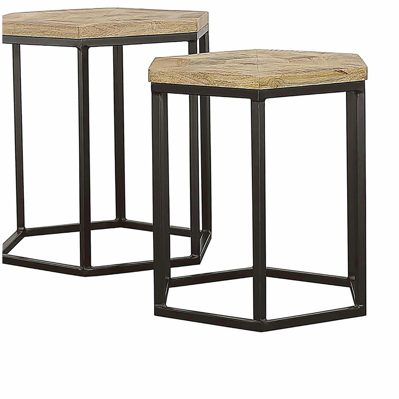 Table basse 2 pièces naturelle et noire