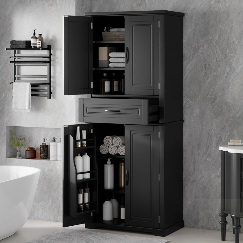Bathroom Storage Cabinet With Multi-Functional Space, Adjustable Shelf, And Smooth Sliding Drawer