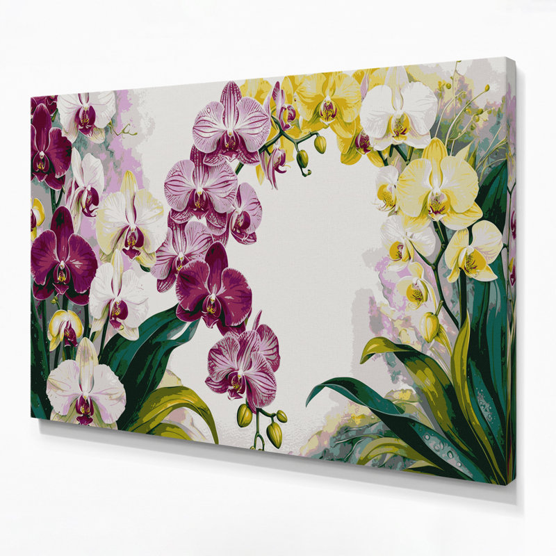 Art mural sur toile, "Botanical Orchids Beige", H 11 po x l 14 po