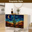 Buffet Buffet avec rangement Vitrail imprimé désert paysage Cactus Crescent Moon Stars avec 2 portes pour le salon et la cuisine