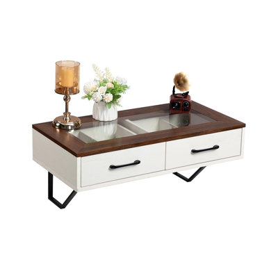 Floating Makeup Drawers, Wall-Mounted Desk Vanity, 29 X 16 X 14, White