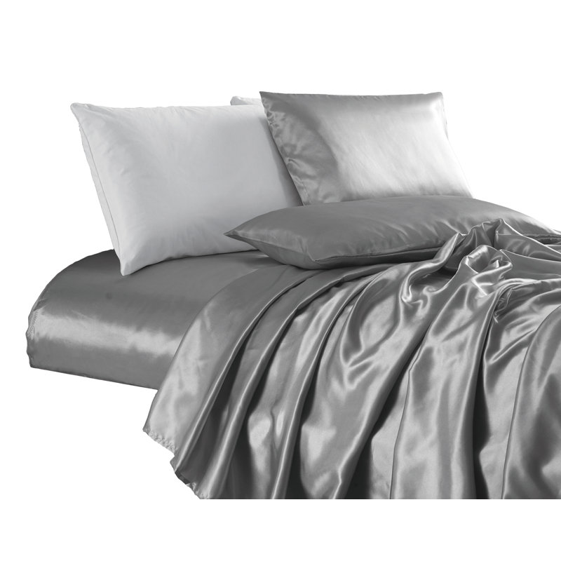 Satin Sheet Set, California King, Silver