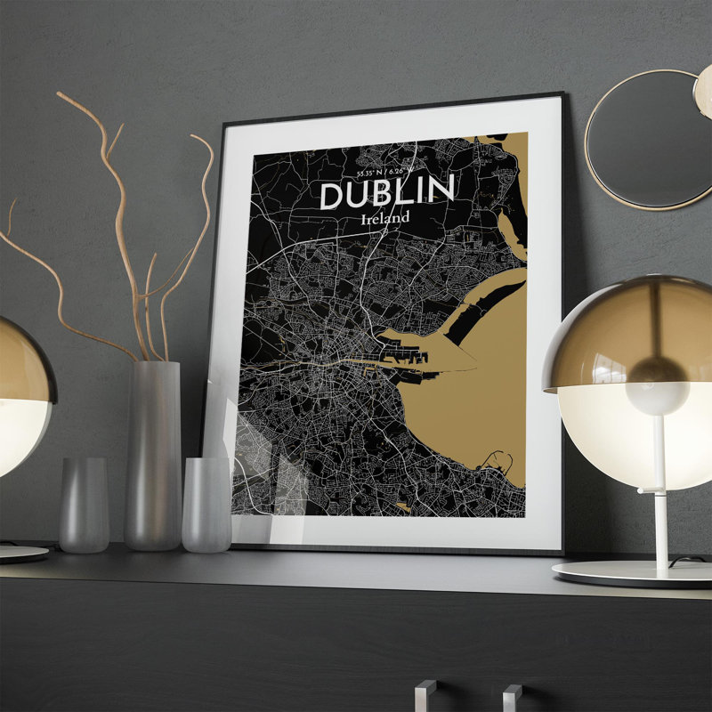 Dublin City Map In Luxe - No Frame Print, 24cm H x 18cm W x 0.05cm D