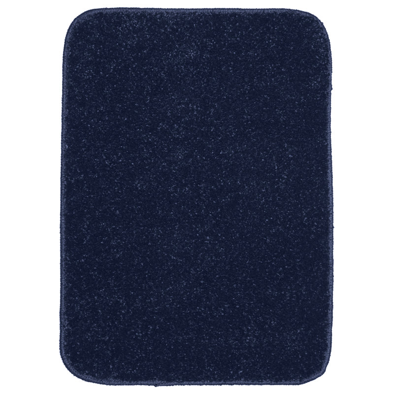 Monarrez Nylon Bath Rug with Non-Slip Backing, Single- 24" L x 17" W, Navy