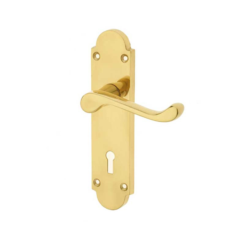 Epsom Door Handle, Polished Brass