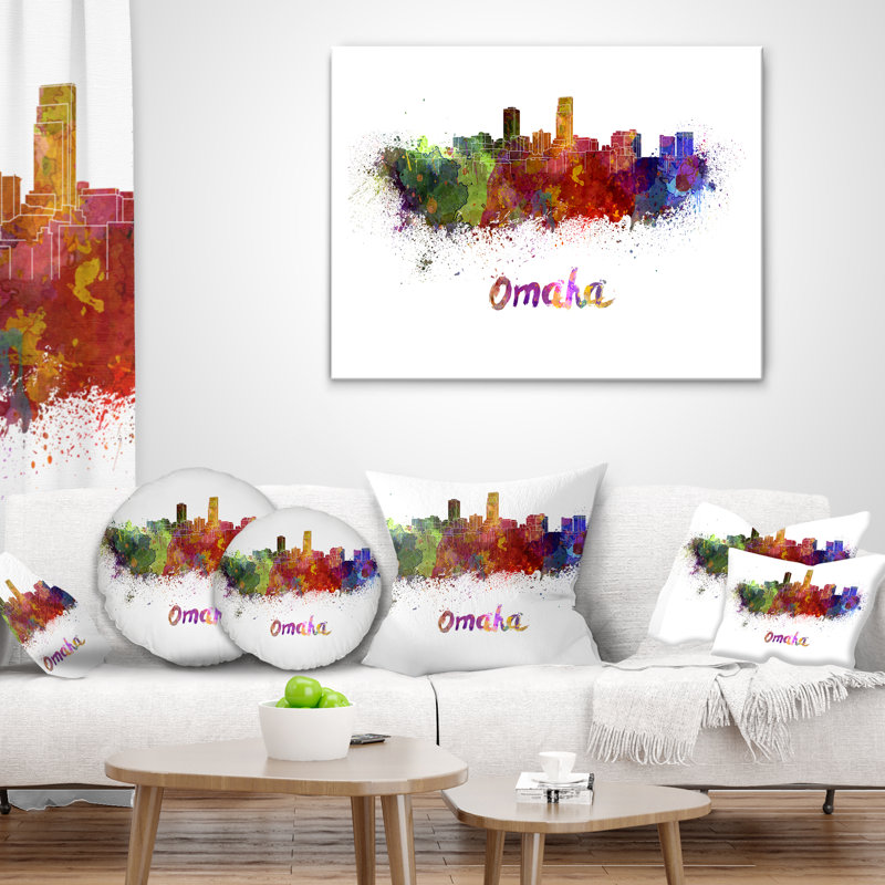 Omaha Skyline - Cityscape Printed Throw Pillow
