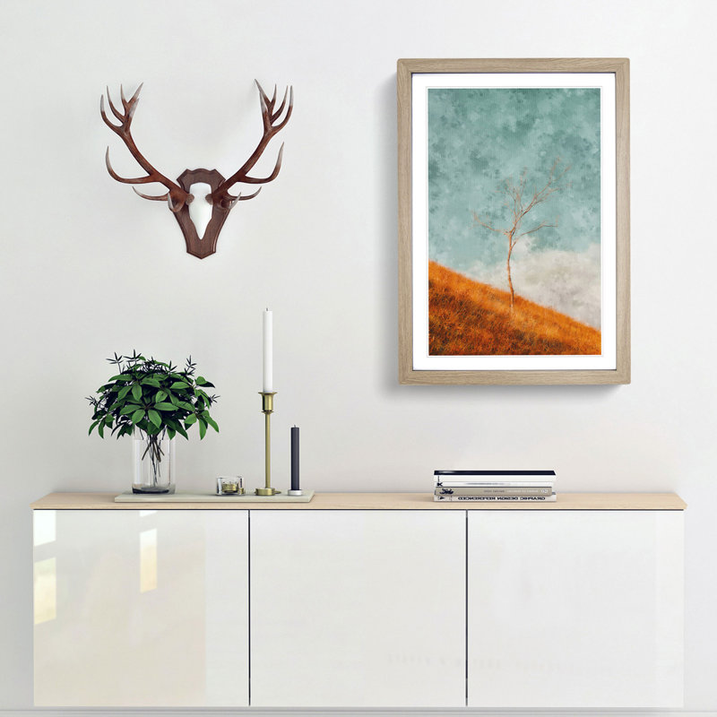 Lonely Tree - Framed Print, 63cm H x 45cm W x 2cm D, Oak Framed