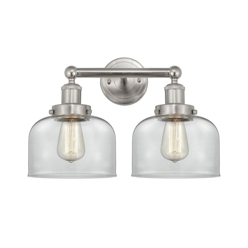 Éclairage pour meuble-lavabo à 2 lumières à intensité variable Arlester, Transparent, Nickel satiné brossé