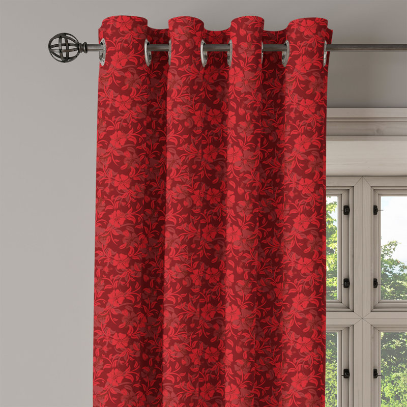Rideau de fenêtre décoratif à 2 panneaux avec œillets Red Barrel Studio®, 50 po x 96 po, bourgogne et rouge