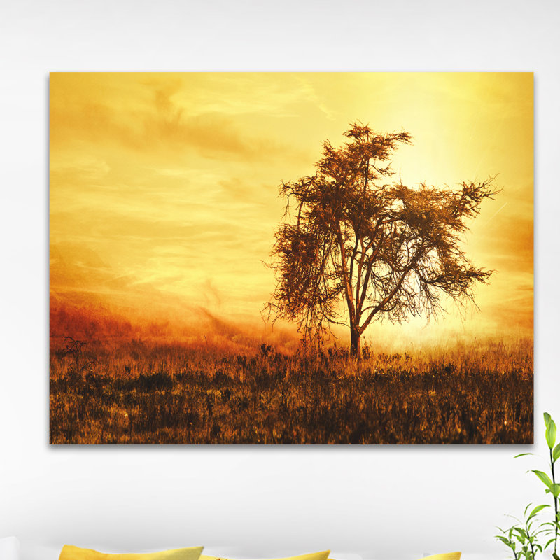 « africain tree silhouette », impression sur toile tendue, H 8 po x l 12 po x P 1 po, Toile tendue