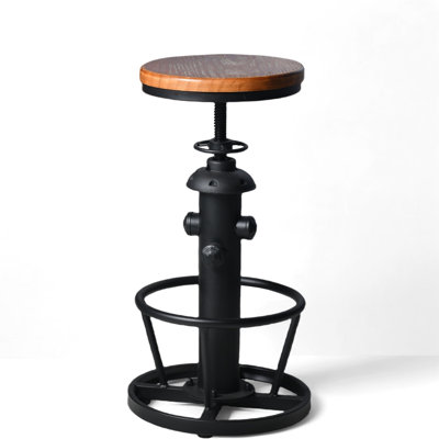 American Antique Steampunk Decor Vintage Industrial Bar Stool Retro Stylish Fire Hydrant Design Adjustable Swivel Cafe Coffee Pub Kitchen Counter Stoo by Trent Austin Design