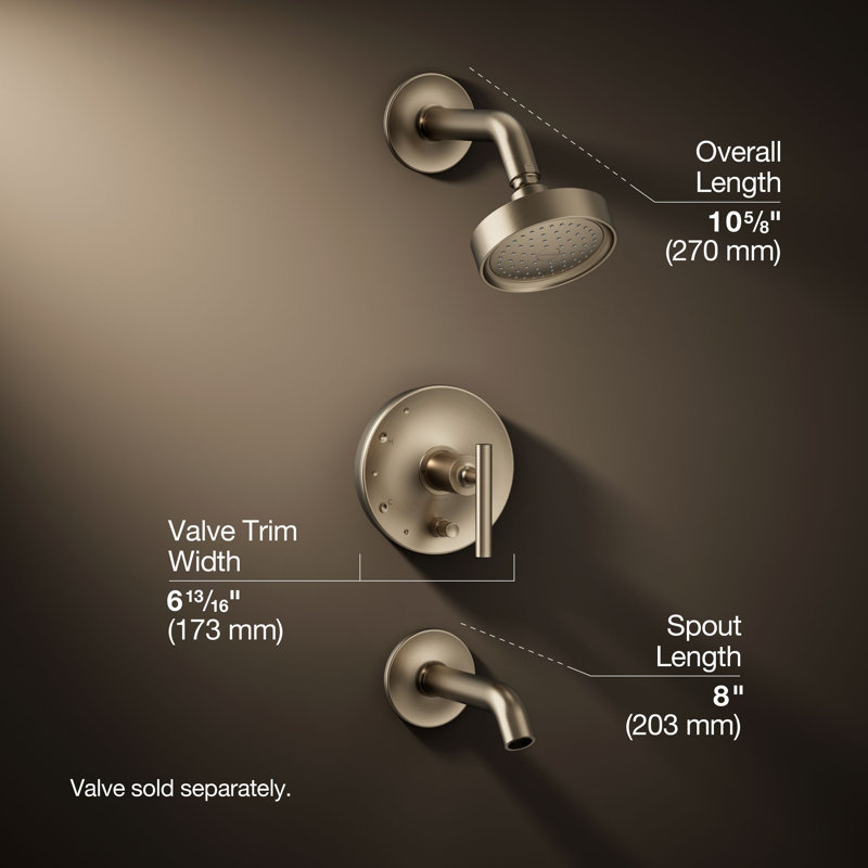 Purist Pressure-Balancing Thermostatic Tub and Shower Faucet, Vibrant Brushed Bronze, Lever Handle, 2.5 GPM