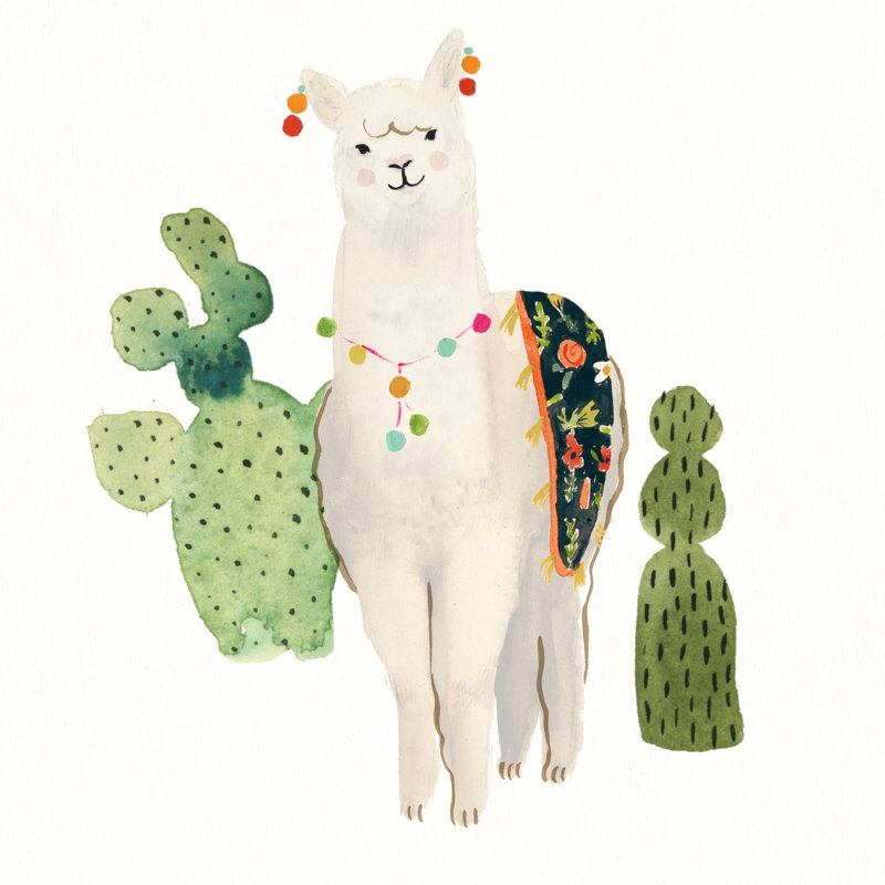 «Sweet Alpaca V», peinture sur toile, H 36 po x l 36 po