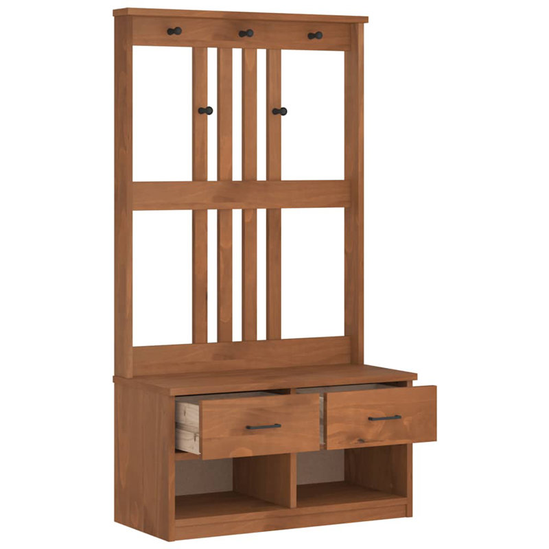 Hall Tree SANDNES 87X40x159.5Cm Solid Wood Pine, Acacia