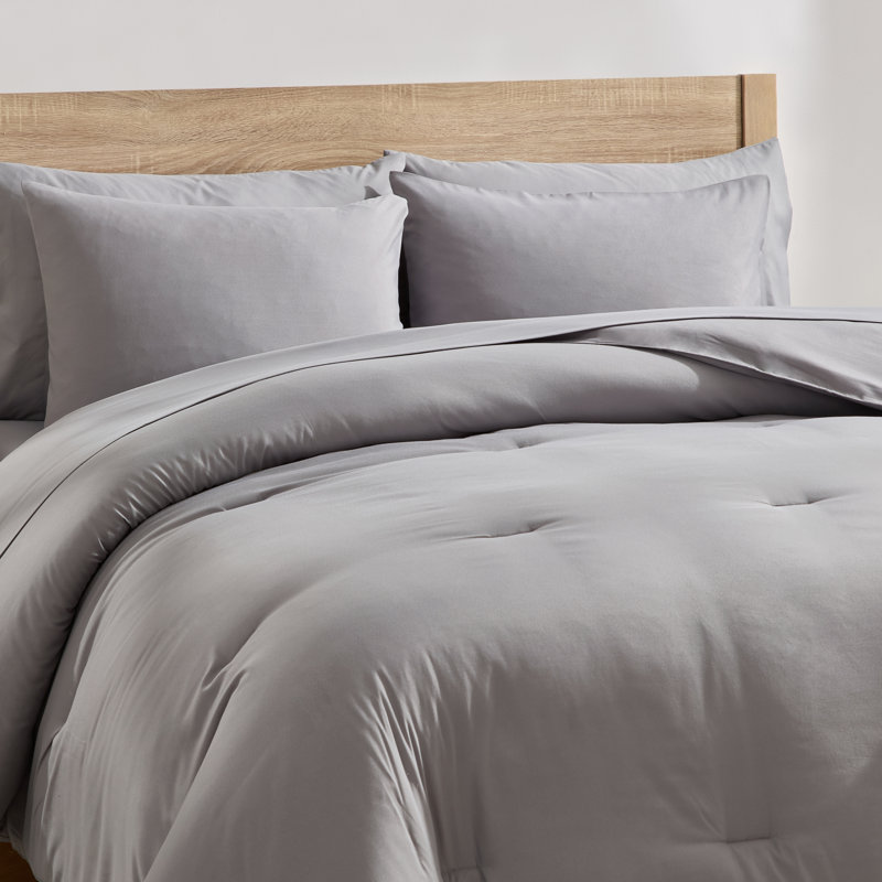 Ensemble d'édredon en microfibre 7 pièces avec draps, Gris, Édredon de grande taille et 6 pièces supplément