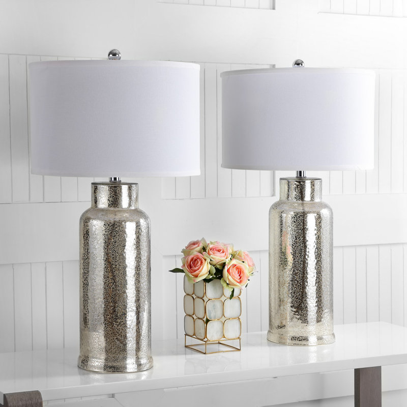 Merkel Glass Table Lamp, Silver/Brown Mirrored