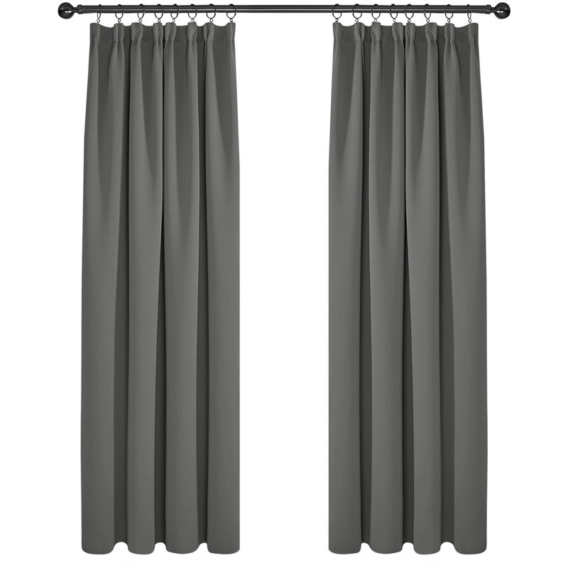 Ivzi Room Darkening Curtain Pair, 140 W x 210 D cm, Light Grey, 100% Polyester