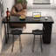 Table de bar droite noire en bois massif et fer